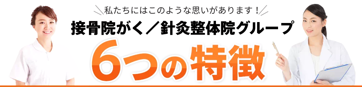 接骨院がく針灸院・整体院グループ　6つの特徴